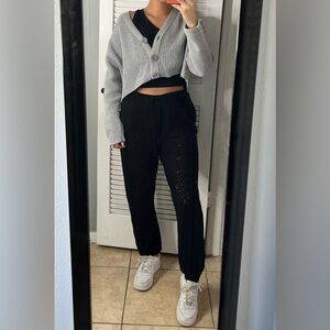 NWT Odd Molly Black Crochet Pants 2|Merino Wool knit lounge travel cozycore